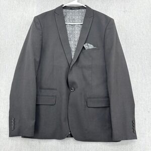 Nocturnal Blazer Mens Large Black Slim Fit Two Button Notch Lapel Suit Jacket